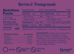 HÜMA CHIA ENERGY GEL berry-pomegranate fruit purée close-up highlighting real food ingredients.