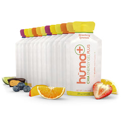 Huma Plus bottle showing double electrolytes for steady endurance energy