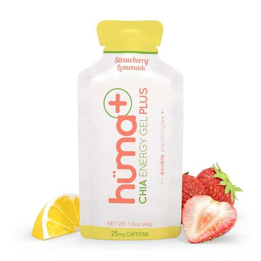 HÜMA CHIA ENERGY GEL strawberry-lemonade pack with double electrolytes for steady energy
