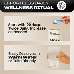 Human Improvement Pure MSM powder dissolving in water with clear, smooth mix