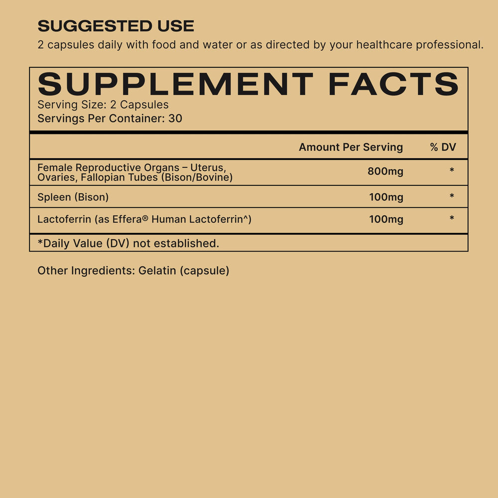 HUMAN NATURE Vital Woman bison spleen capsules deliver iron from food-based sources for vitality.