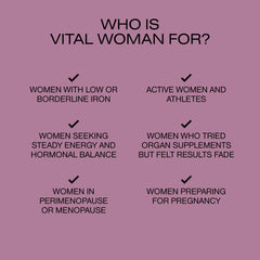 HUMAN NATURE Vital Woman postnatal and menopause-friendly supplement for long-term vitality.