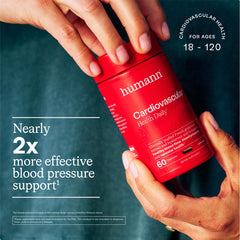 Humann Cardiovascular Health Daily bottle pour image shows convenient daily use.