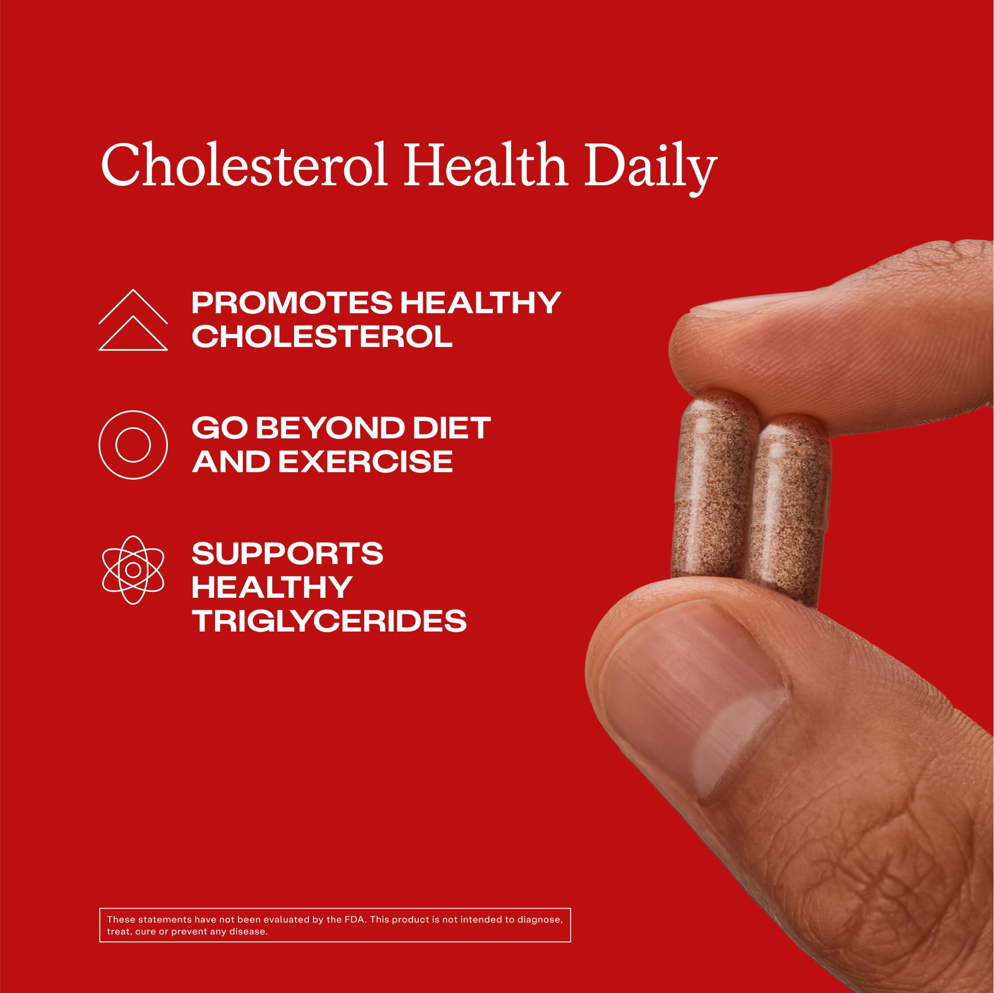 Humann Cholesterol Health bottle label highlights citrus bergamot and aged black garlic ingredients