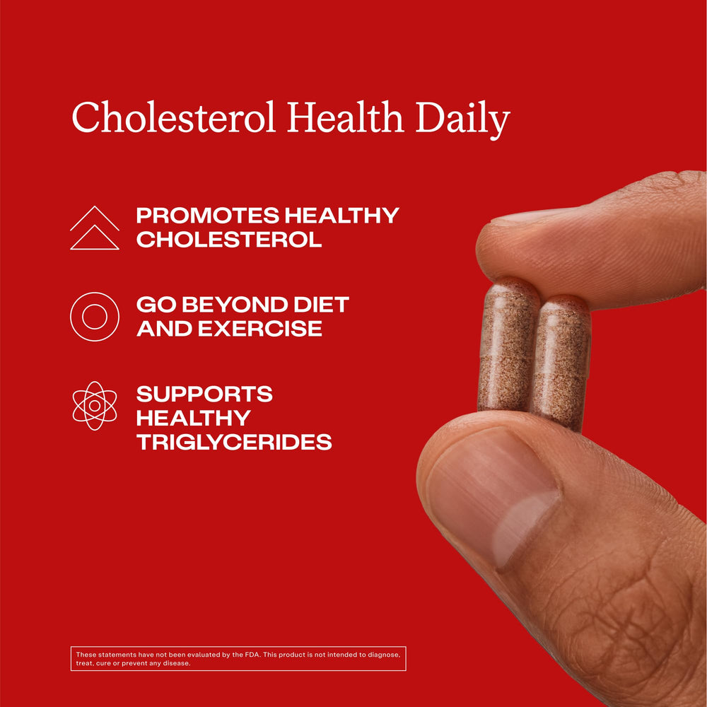Humann Cholesterol Health bottle label highlights citrus bergamot and aged black garlic ingredients