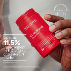 Humann Cholesterol Health capsules close-up illustrates daily supplement for lipid balance