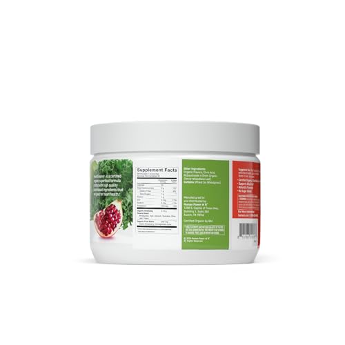 Humann HeartGreens ingredients close-up featuring spirulina, kale, and spinach.