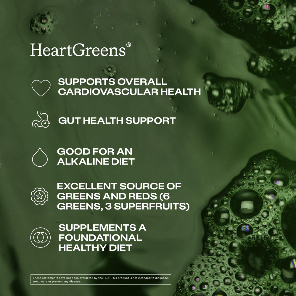 HumanN HeartGreens powder close-up highlighting fine texture for smooth mixing benefit