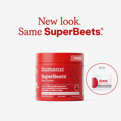 Humann SuperBeets black cherry flavor scoop for easy daily use.