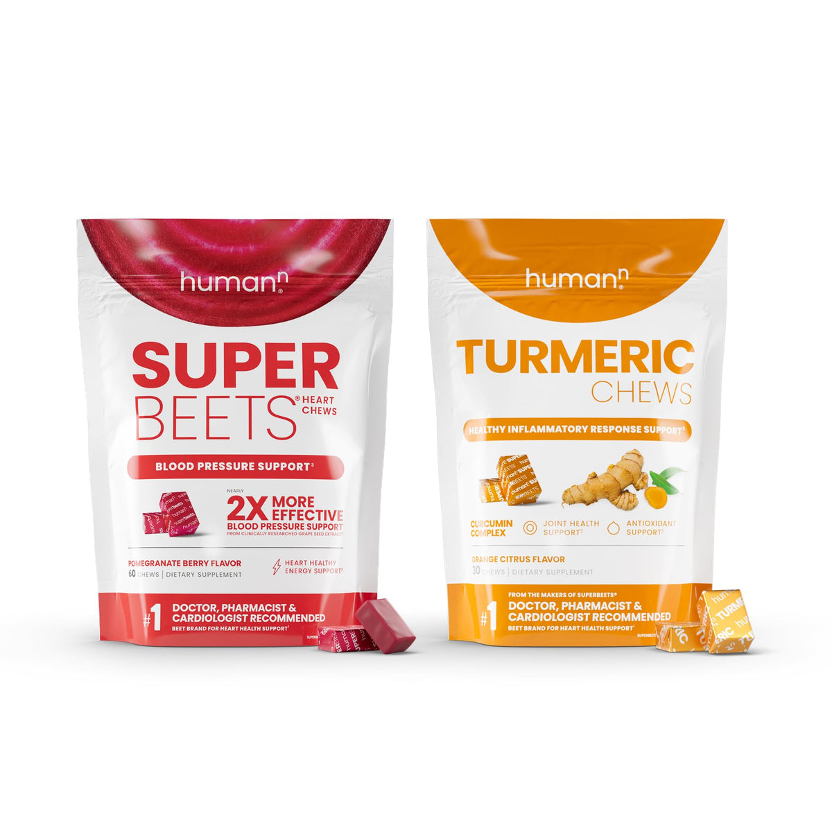 Humann SuperBeets Heart Chews bottle closeup showing heart-friendly polyphenols