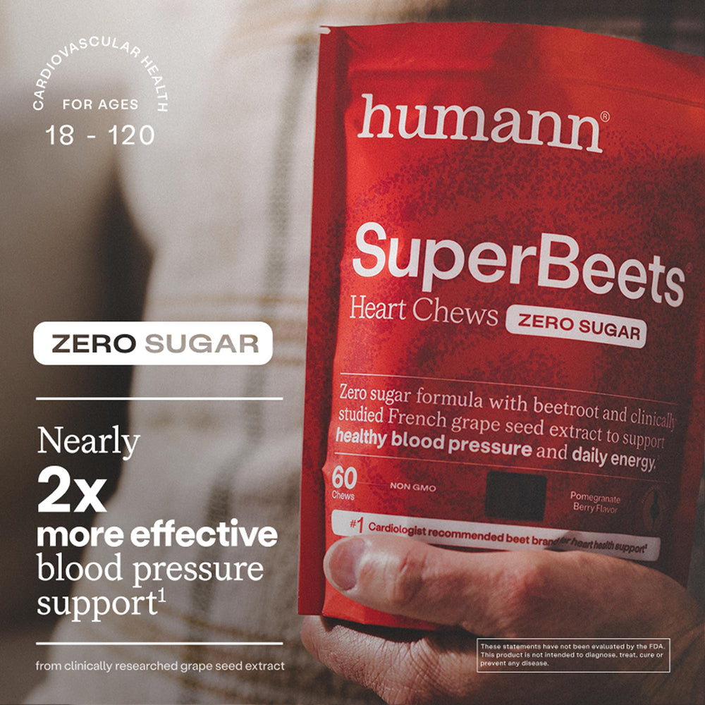 Humann SuperBeets Heart Chews individually wrapped chews for on-the-go use.