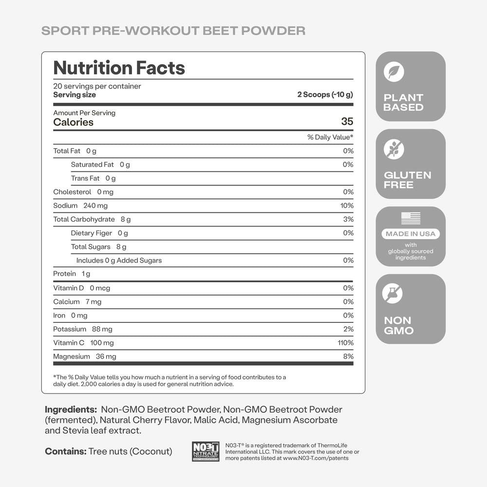 Humann SuperBeets Sport label close-up showing wild cherry flavor appeal