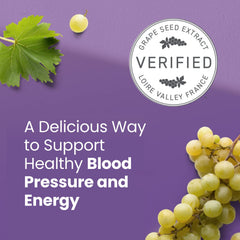 Humann SuperGrapes Chews graphic highlighting grape extract ingredient