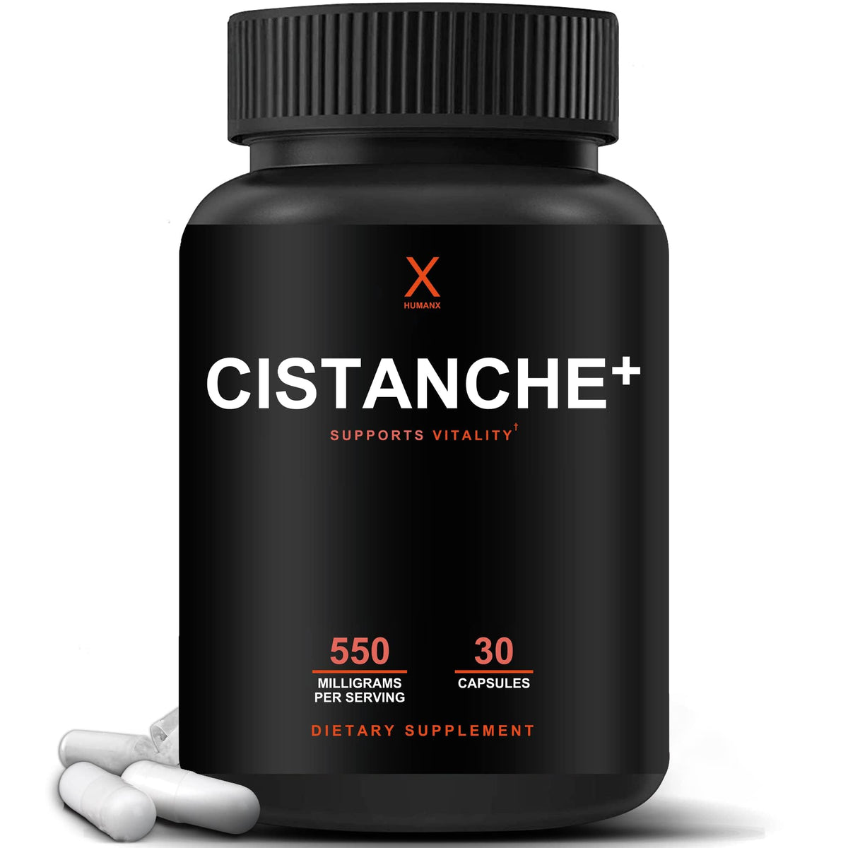 HUMANX Cistanche+ bottle close-up for daily vitality support