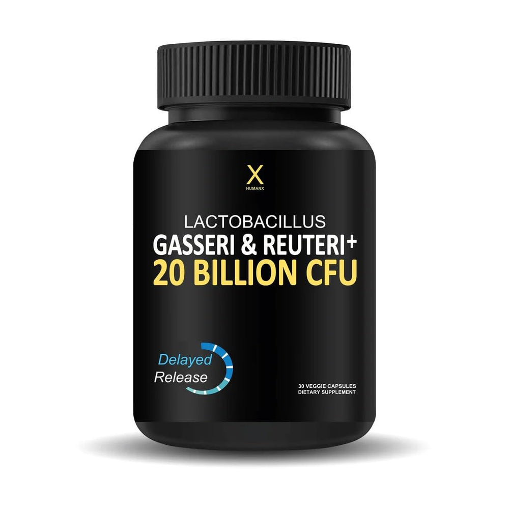 HumanX probiotic bottle with 20B CFU for daily gut support.