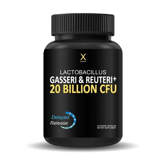 HumanX probiotic bottle with 20B CFU for daily gut support.