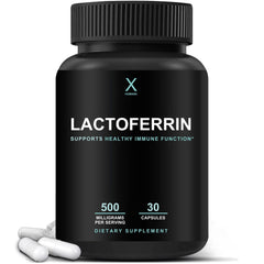 HUMANX Lactoferrin 500mg bottle front highlights the high-dose formula for potential immune support