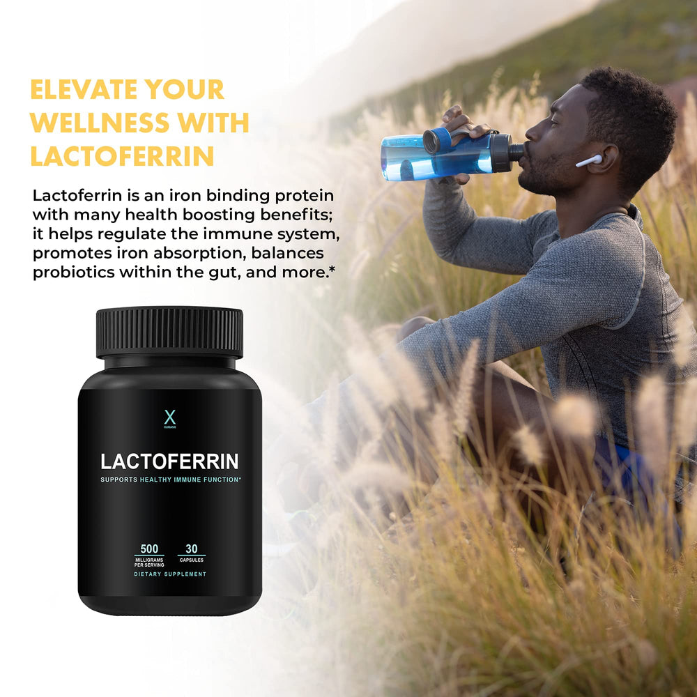 HUMANX Lactoferrin 500mg scoop and bottle for convenient measurement in routines