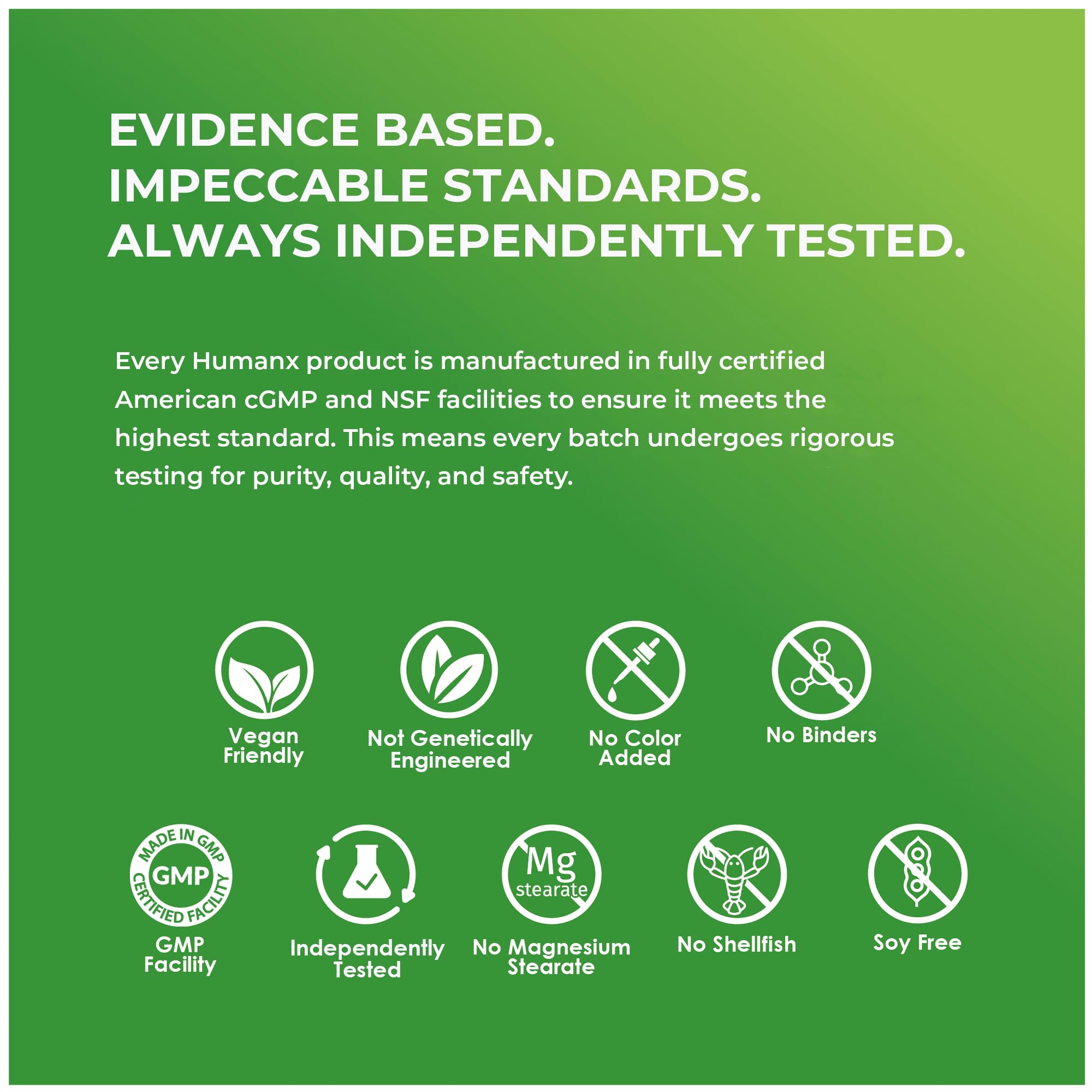 HUMANX Spermidine+ USA GMP facility badge signals trusted manufacturing.