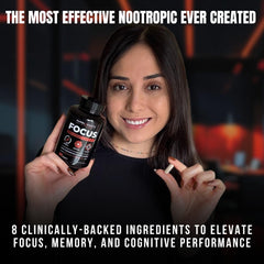 Humbleroots Performance Focus capsules on white background suggest daily use for study and work.