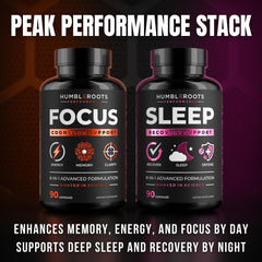 Humbleroots Performance Focus energy graphic communicates steady energy without crashes.