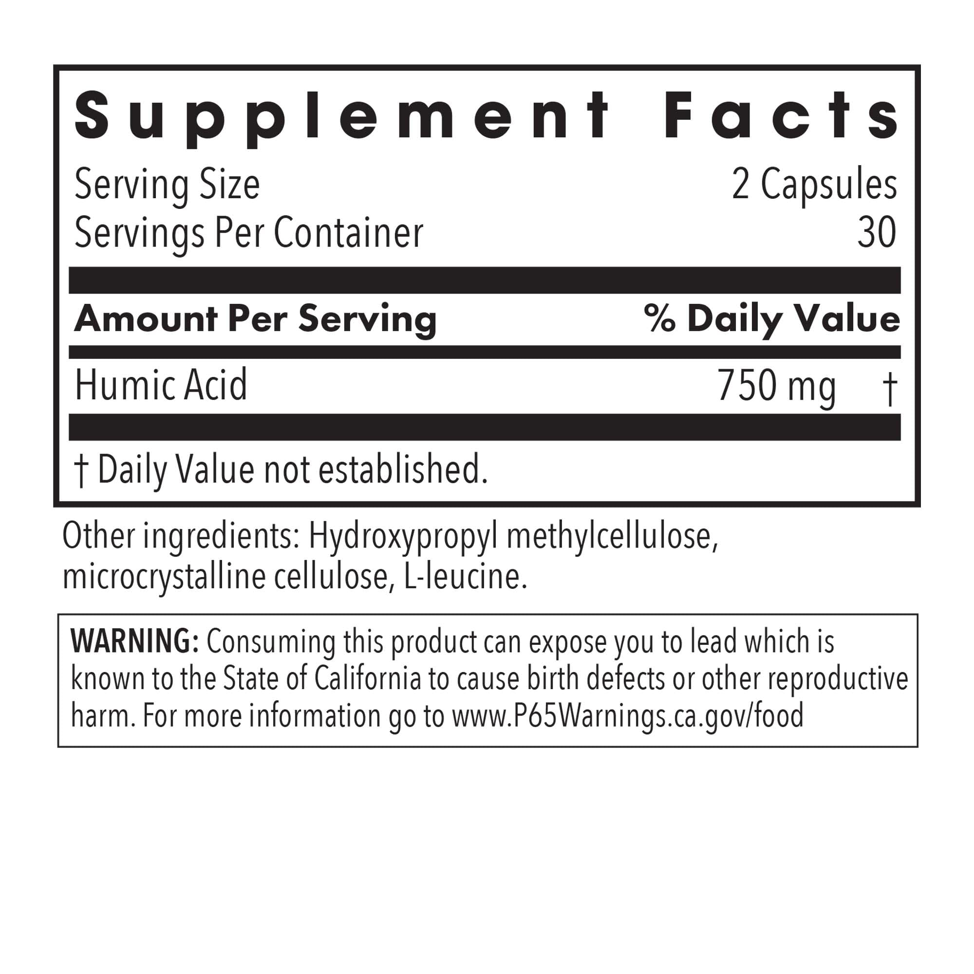 Humic Acid capsules close-up showing easy-to-dose form.