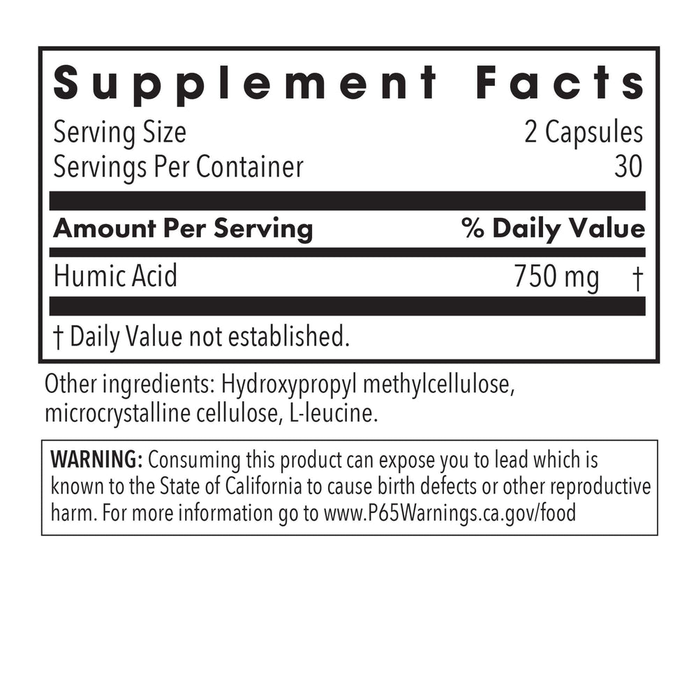 Humic Acid capsules close-up showing easy-to-dose form.