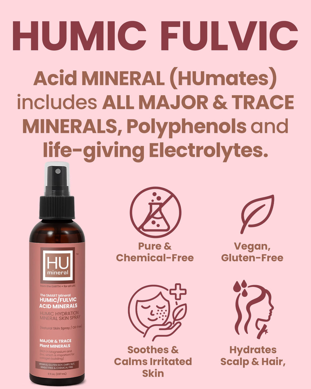 HUmineral electrolyte-rich spray refreshing skin with balanced minerals