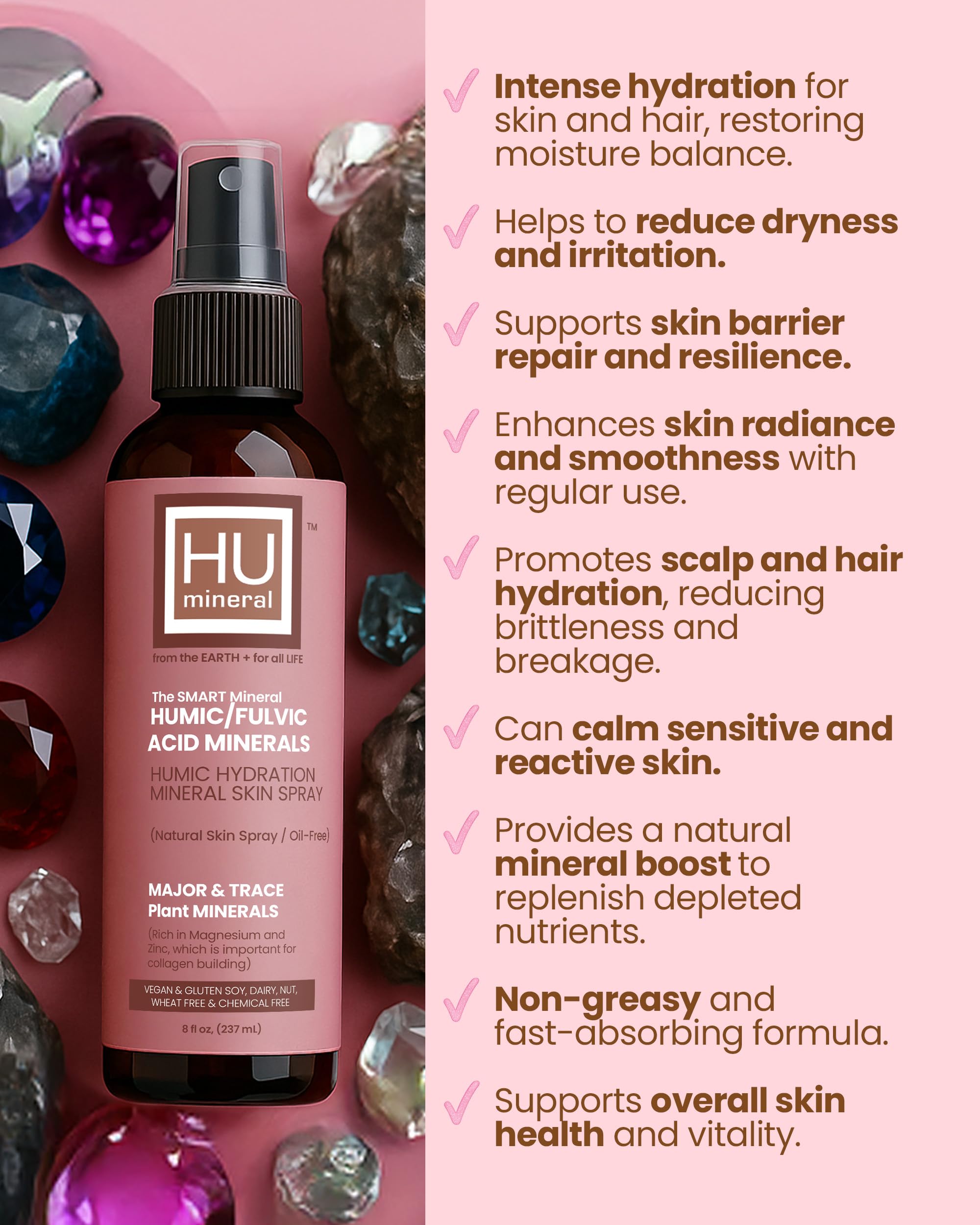 HUmineral plant-based minerals in bottle for daily hydration