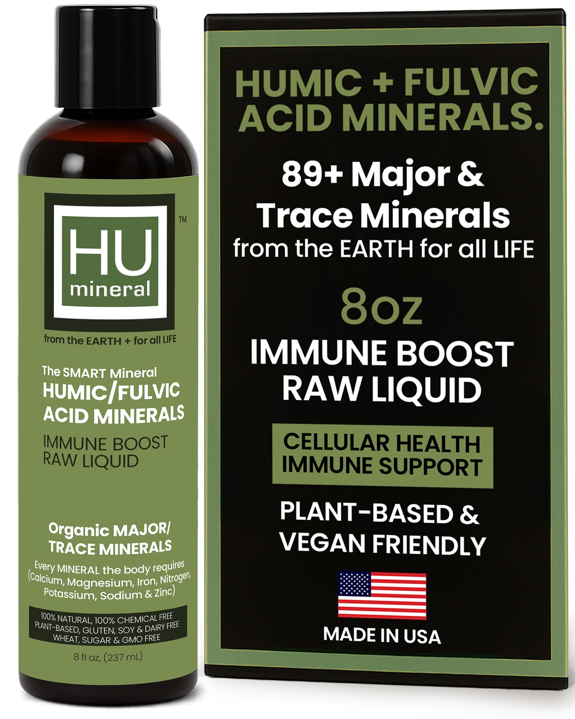 Humineral bottle front showing vegan mineral concentrate for daily hydration