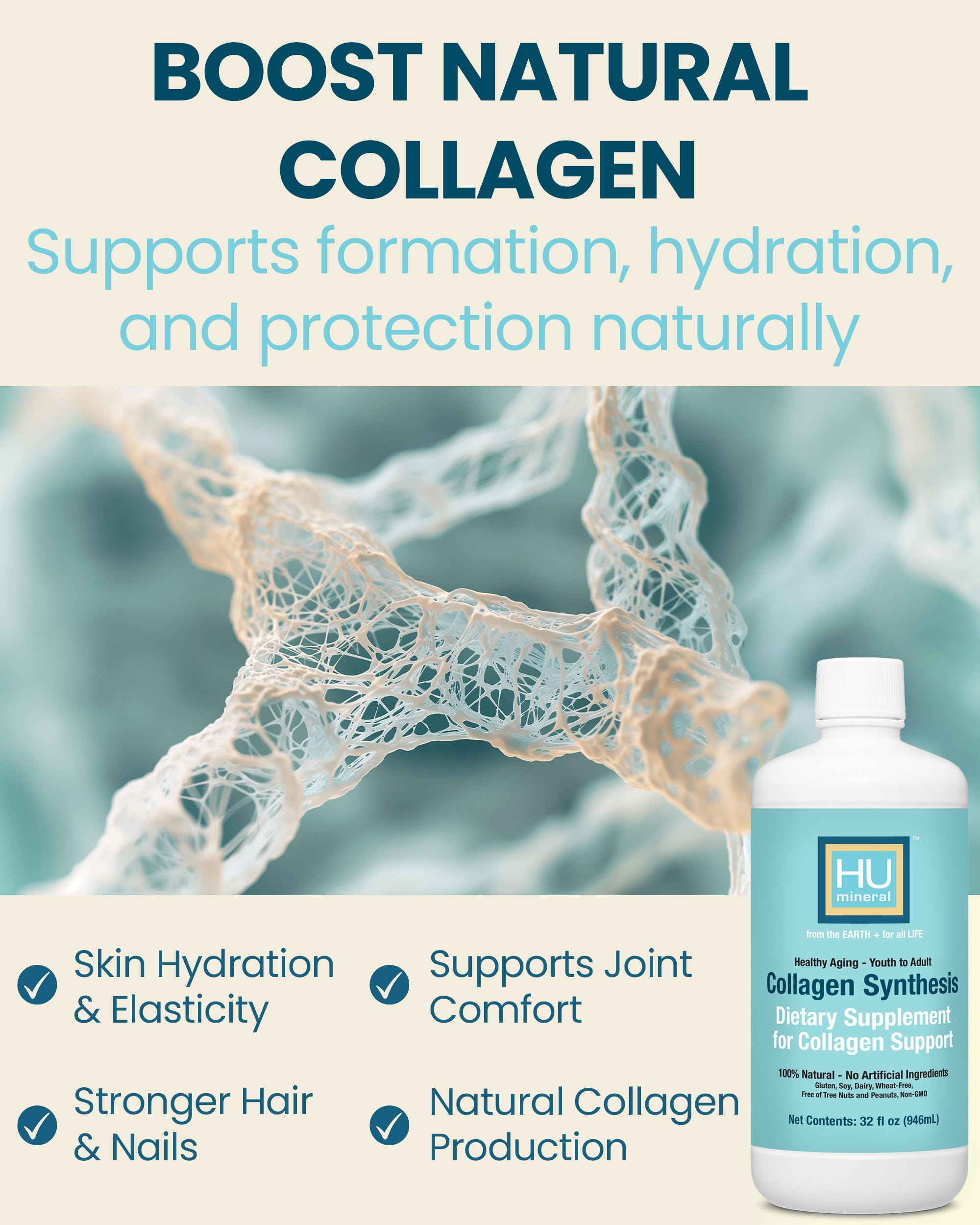 HUmineral Collagen Synthesis front view signaling joint support