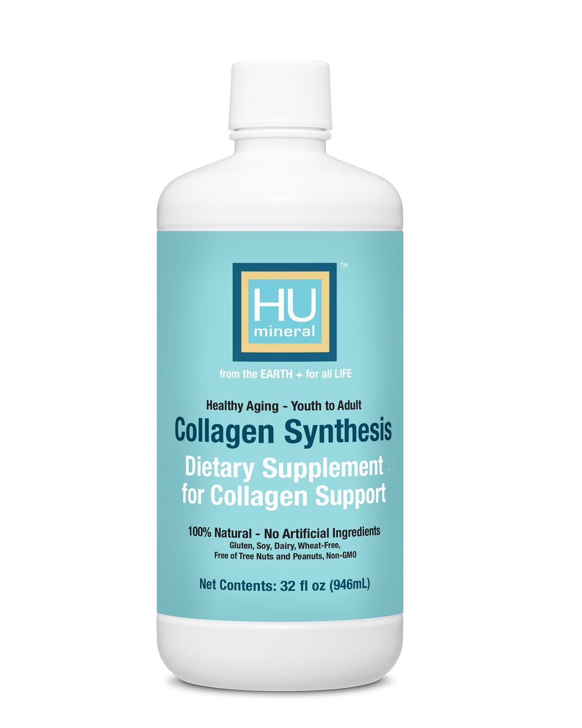HUmineral Collagen Synthesis bottle highlighting skin hydration