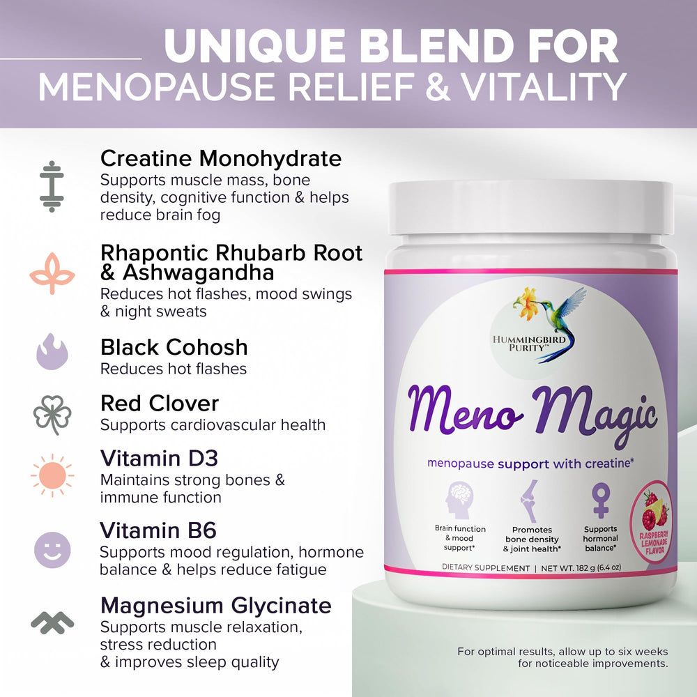 Hummingbird Purity Meno Magic scoop dispensing powder for easy daily use