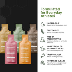 Hunnee Gut-Health formula features probiotic blend for digestive comfort during activity.