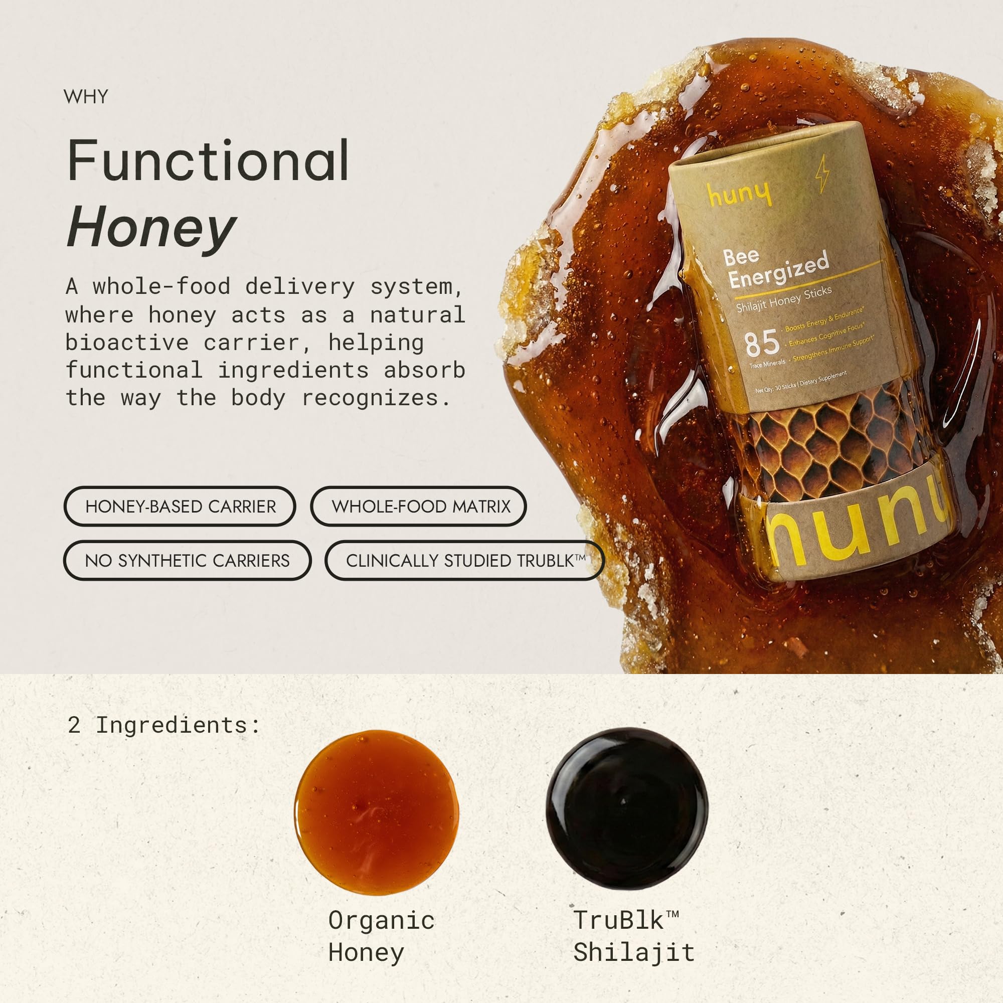 HUNY Bee Energized Shilajit Honey Stick in gym bag for post-workout fuel.