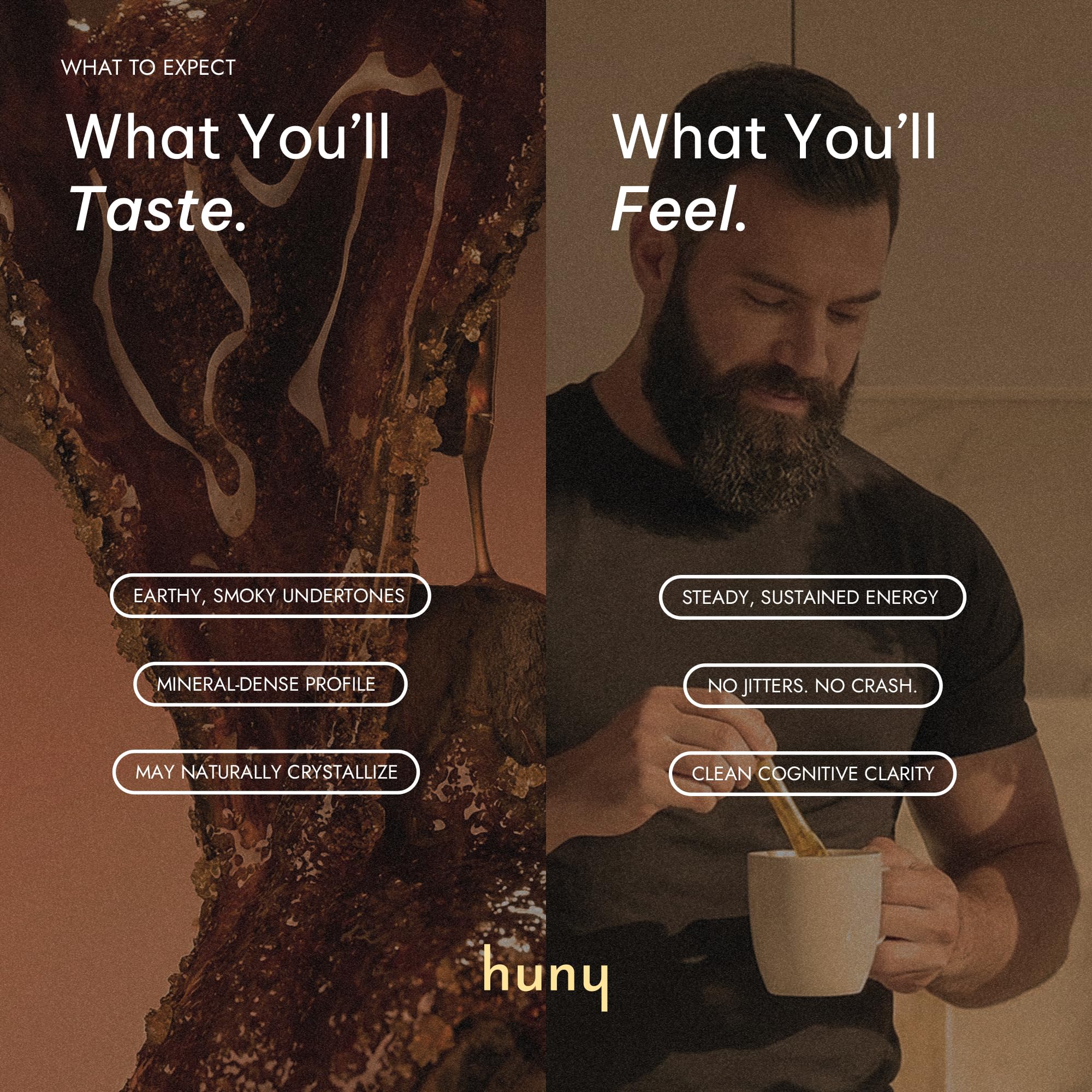 HUNY Bee Energized Shilajit Honey Stick served in a glass.