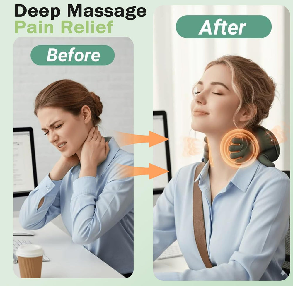Huprh massager hands-free design enables use while working or relaxing.