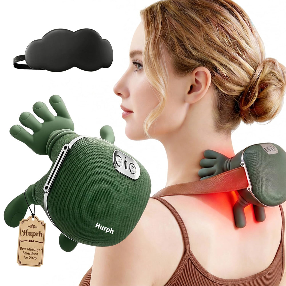Huprh neck massager with heat delivers four-node kneading for targeted relaxation.