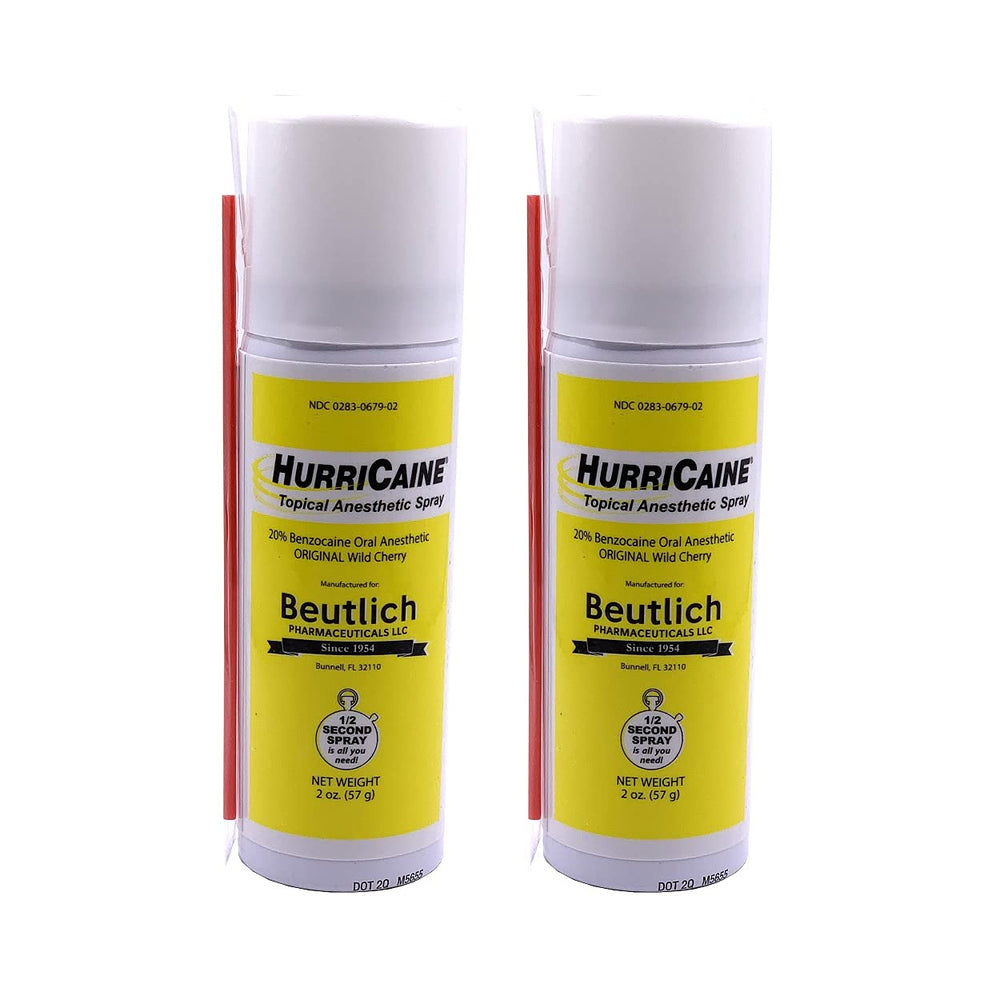 HurriCaine wild cherry spray bottle demonstrates convenient topical use for on the go relief