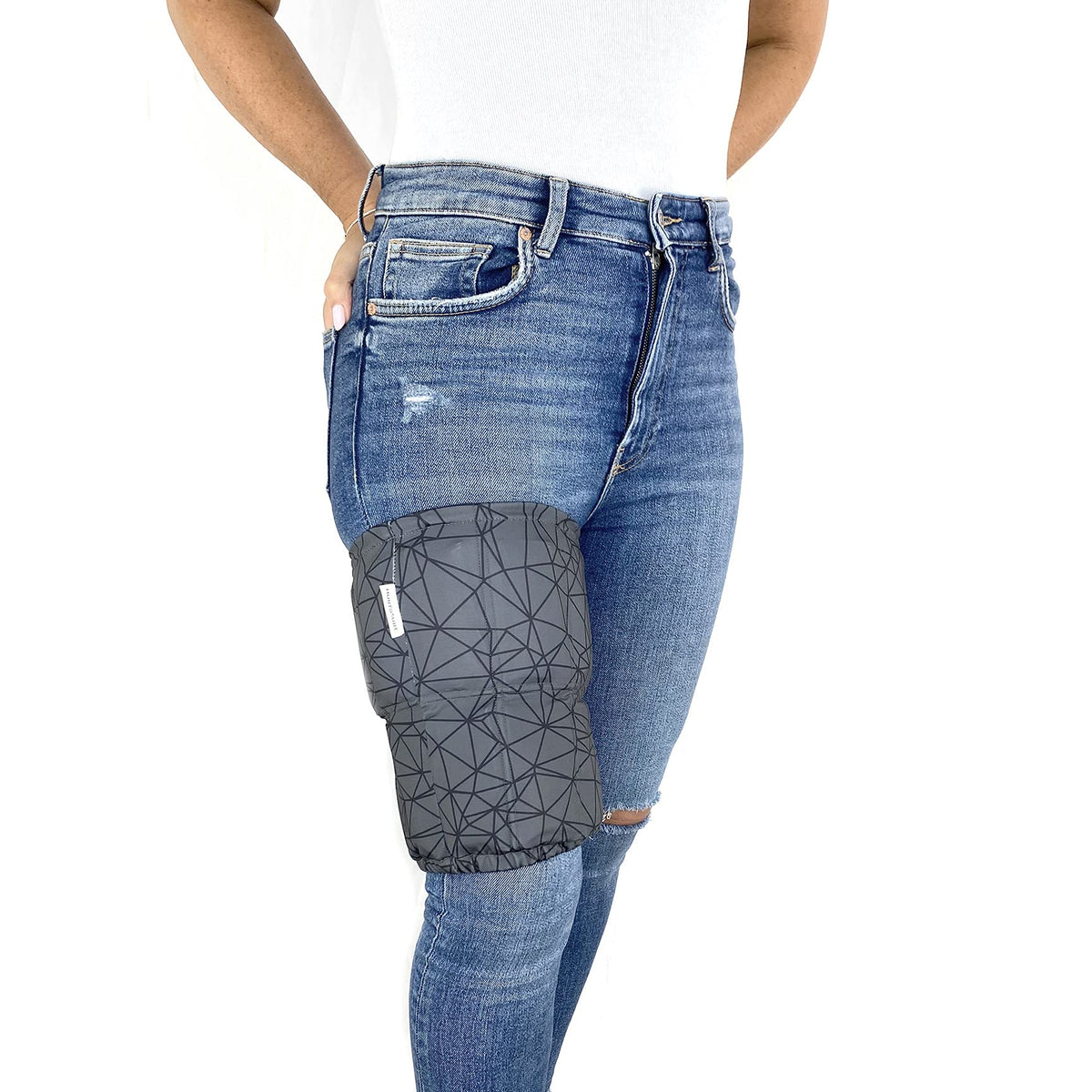 HurtSkurt Premium Ice Therapy Sleeve XL on knee for targeted cooling during activity