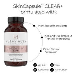 Hush & Hush capsules close-up highlighting plant-based ingredients.
