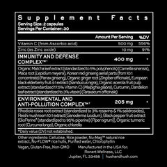 Hush & Hush ShieldUp vegan gluten-free label front for clean lifestyle.