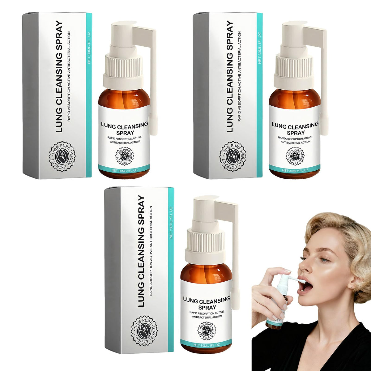 Hushblade organic herbal lung spray bottle for daily respiratory support.