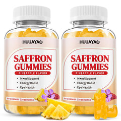HUUAYAO 10-in-1 saffron gummies bottle for daily mood and focus support.