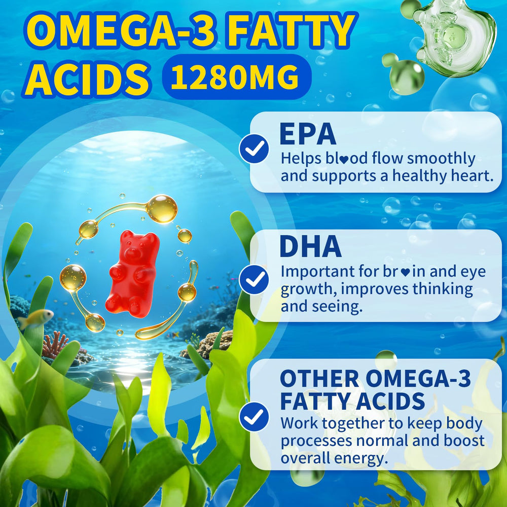 HUUAYAO gluten-free, non-GMO omega-3 gummies for wellness.