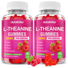 HUUAYAO L-Theanine Gummies raspberry bottle front for calm focus