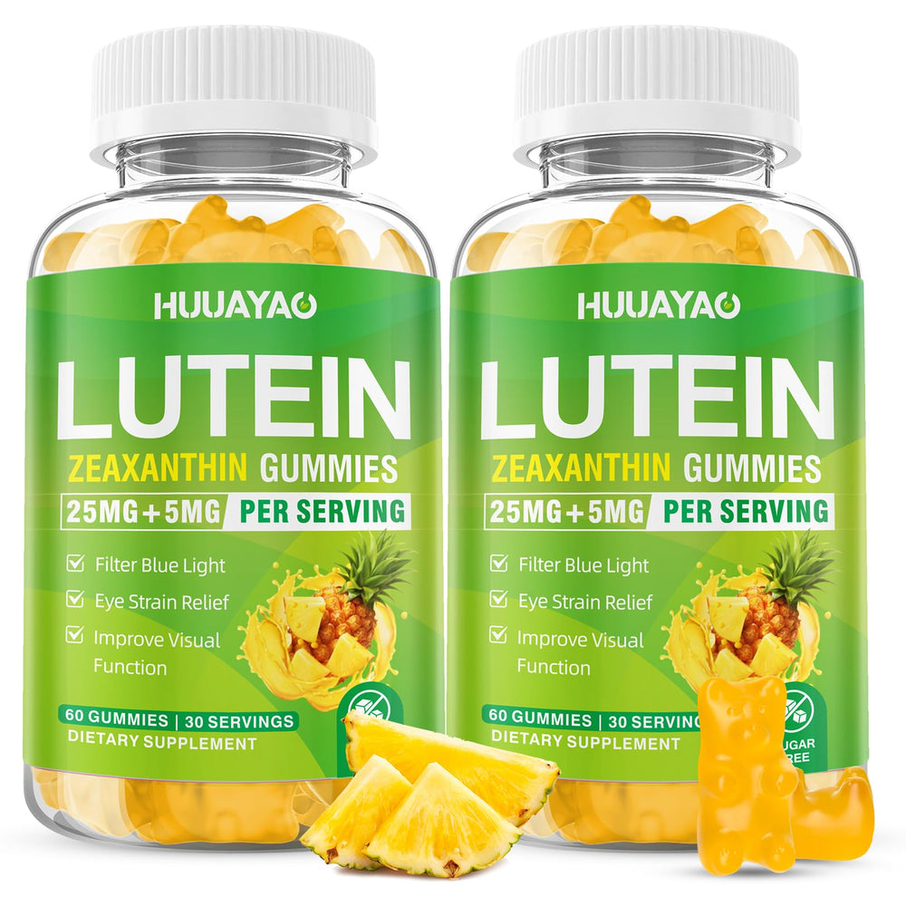 HUUAYAO Lutein Gummies bottle with pineapple flavor for daily eye support.
