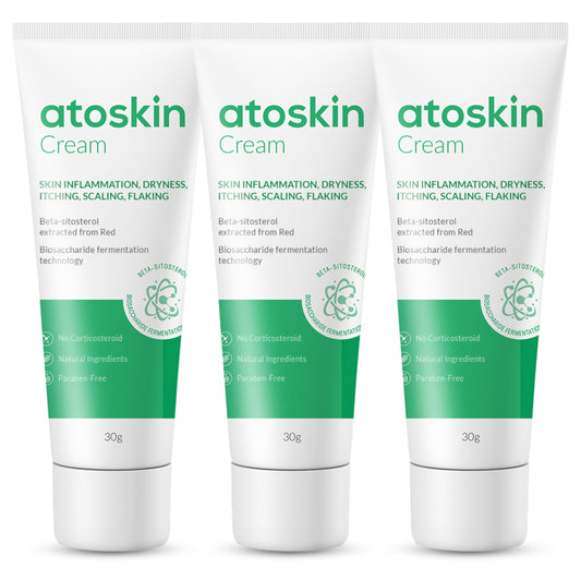 HVSun Atoskin eczema cream bottle with pump for irritated skin relief.
