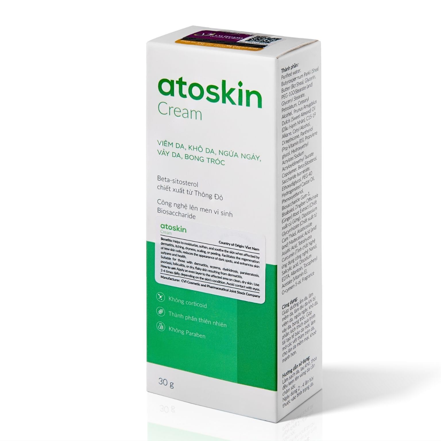 HVSun Atoskin ingredients with shea butter and sweet almond oil for hydration