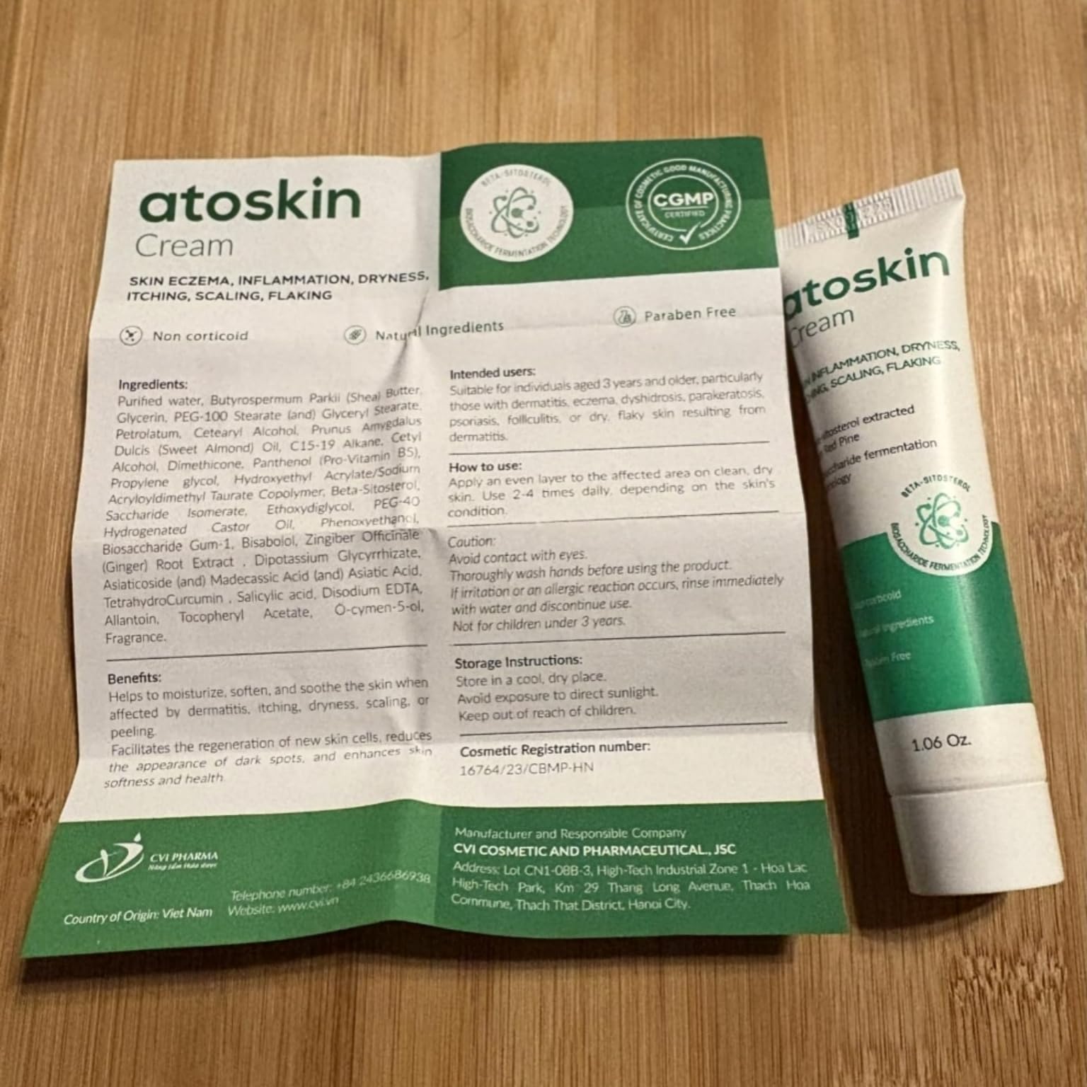 HVSun Atoskin packaging box highlighting non-corticosteroid formula.